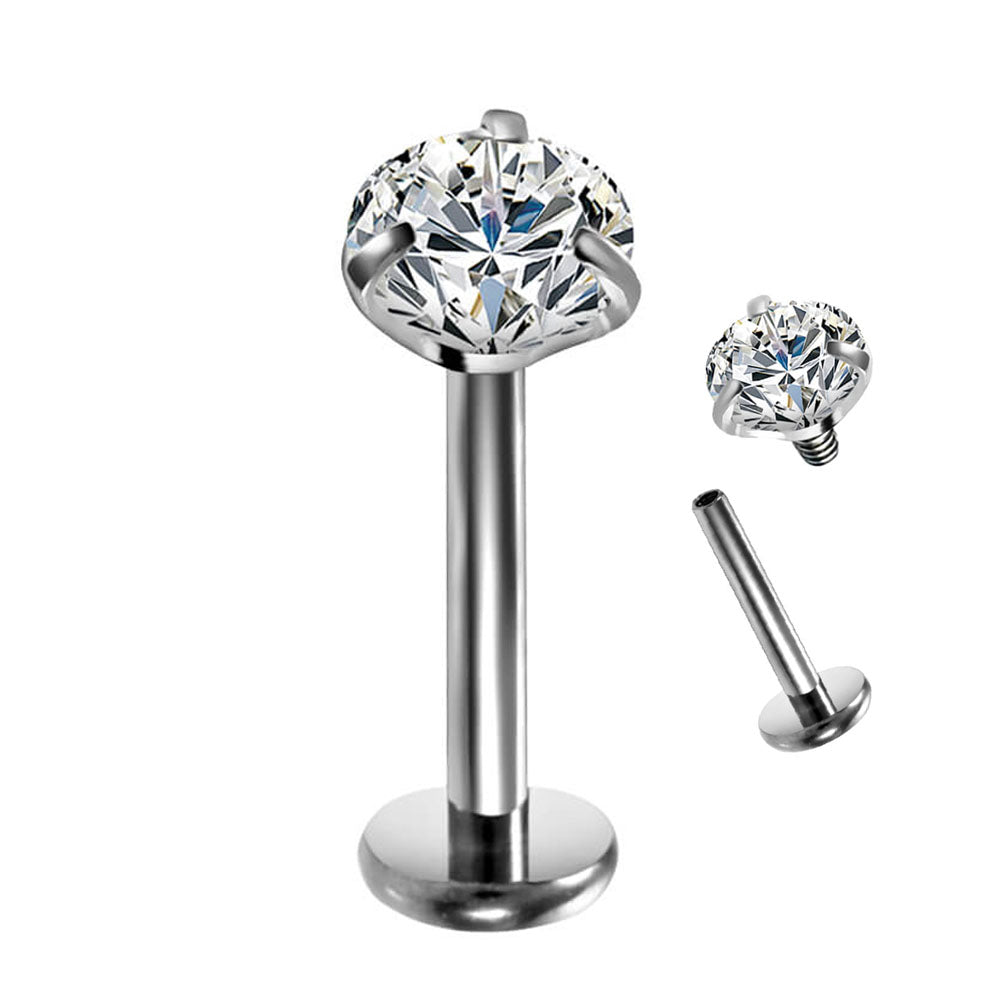 16G CZ Titanium Labret and lip Studs - OUFER BODY JEWELRY