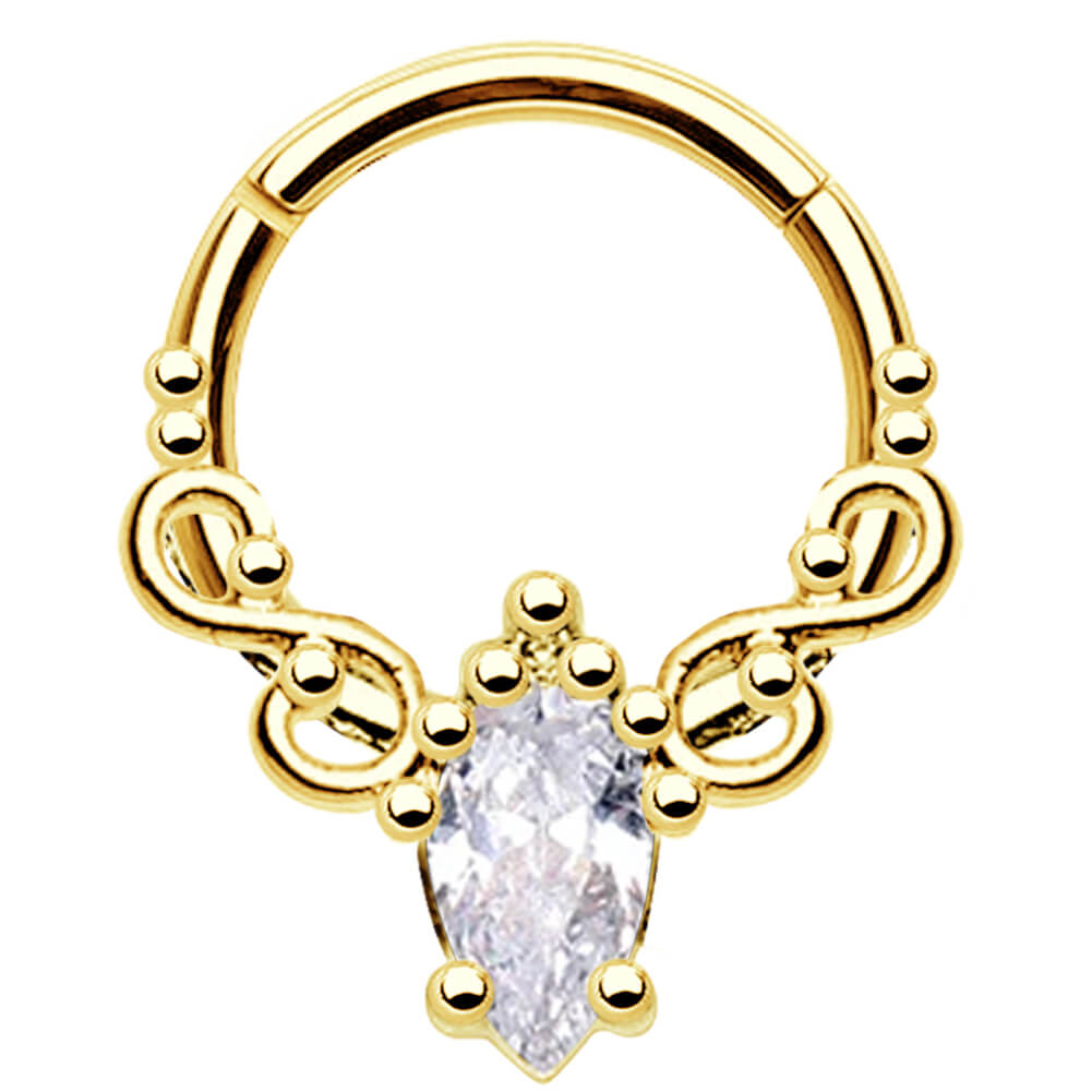 gold diamond septum ring