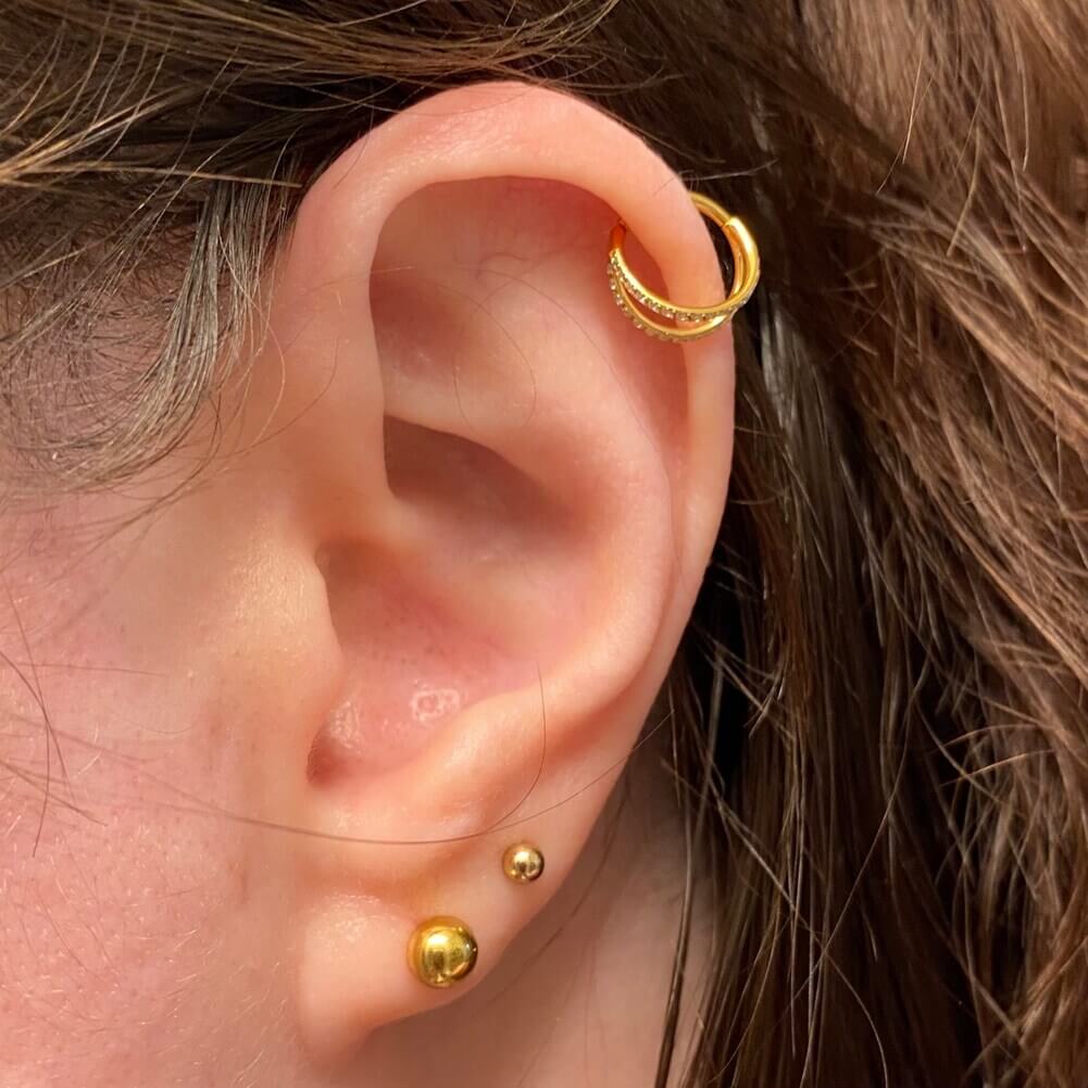 20G Double Nez Hoop Conch Boucle d'oreille CZ Helix Boucle d'oreille