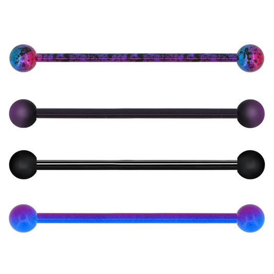 14G Purple and Black Plated Industrial Barbell Pack - OUFER BODY JEWELRY 