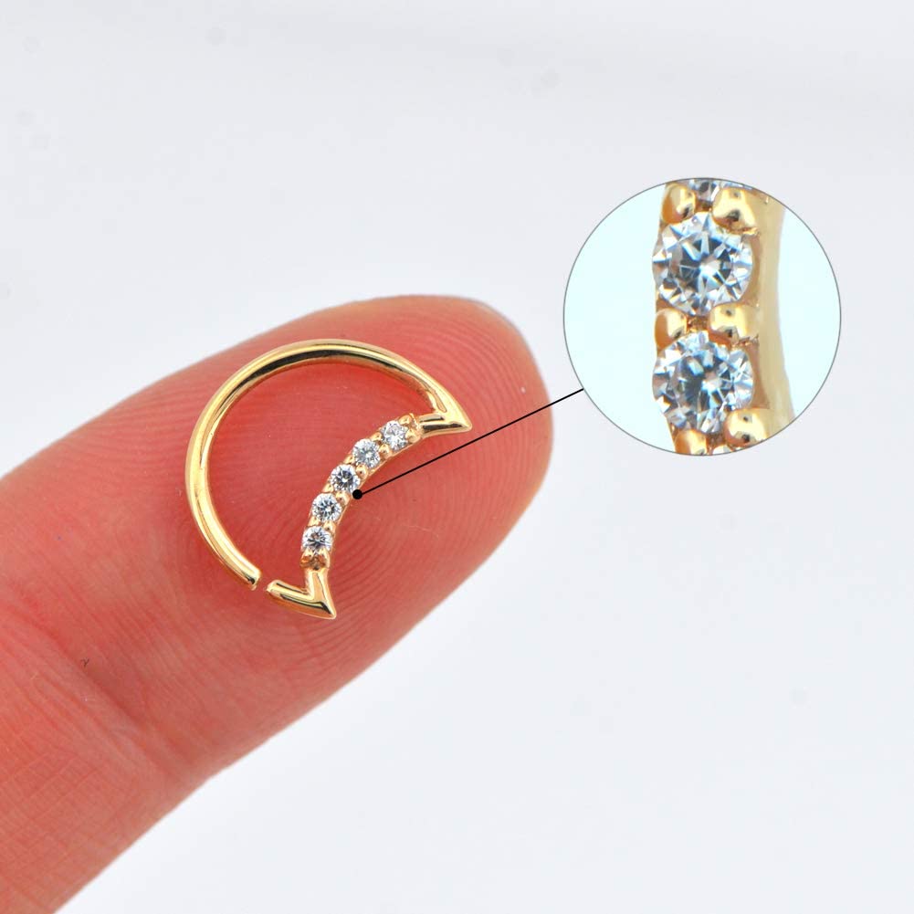 cz gold daith earring