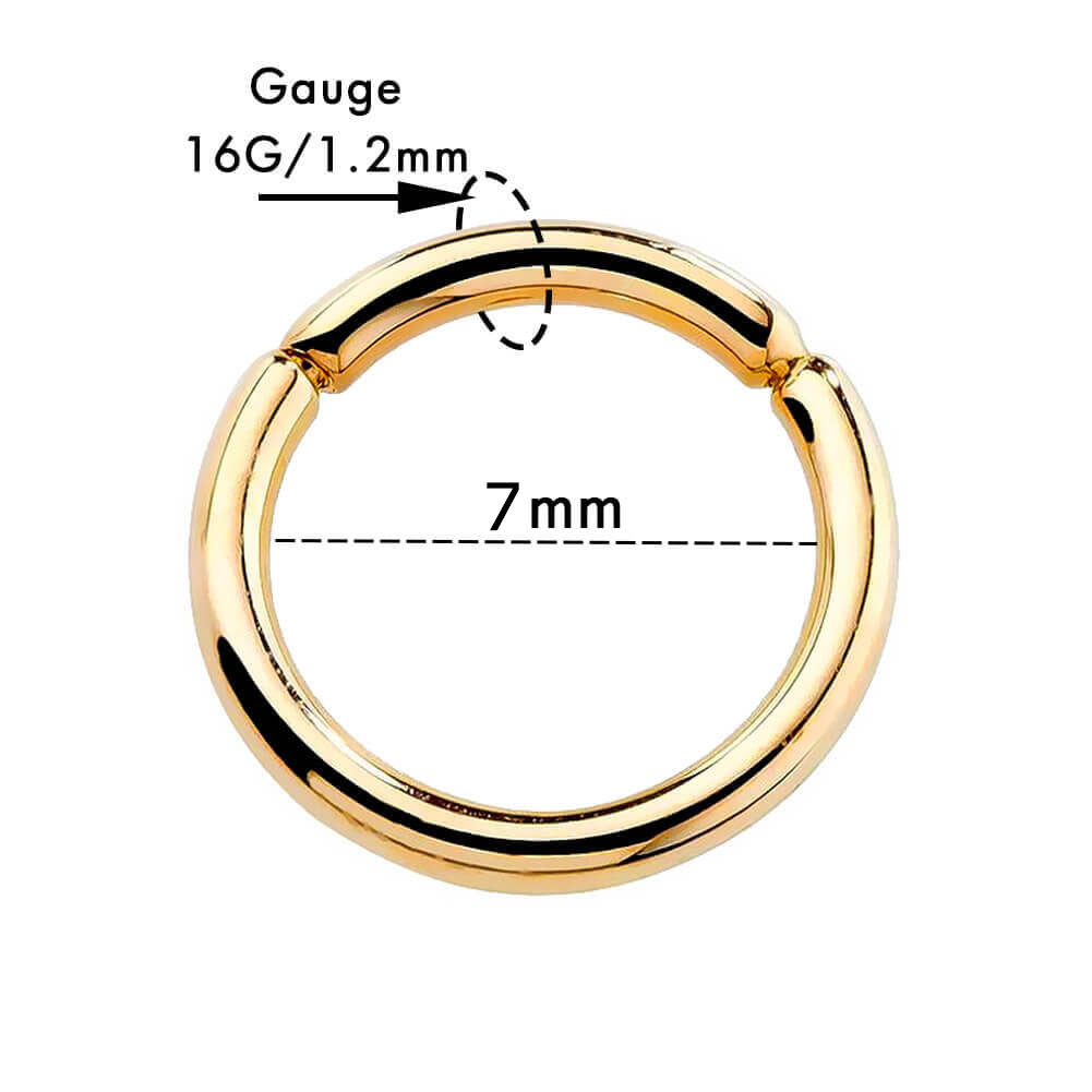 14K oro con bisagras segmento aro cartílago pendiente 16G septum anillo