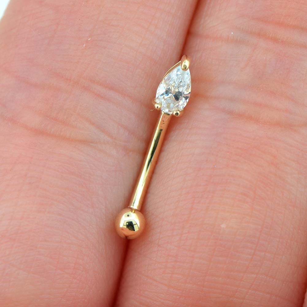 14k gold rook piercing barbell