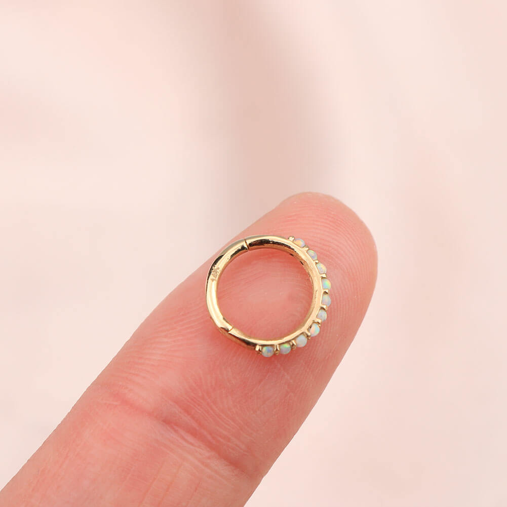 opal cartilage earring gold hoop 