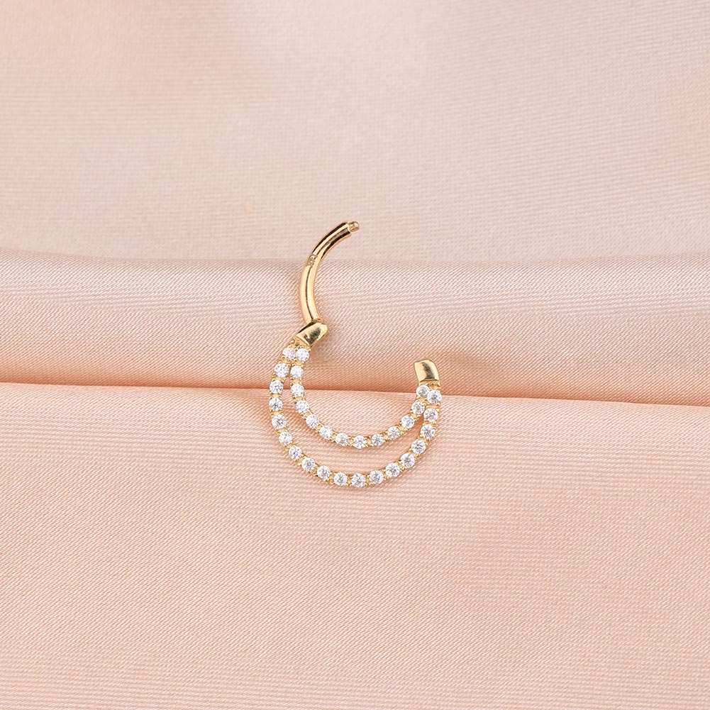 double hoop gold septum ring 16g