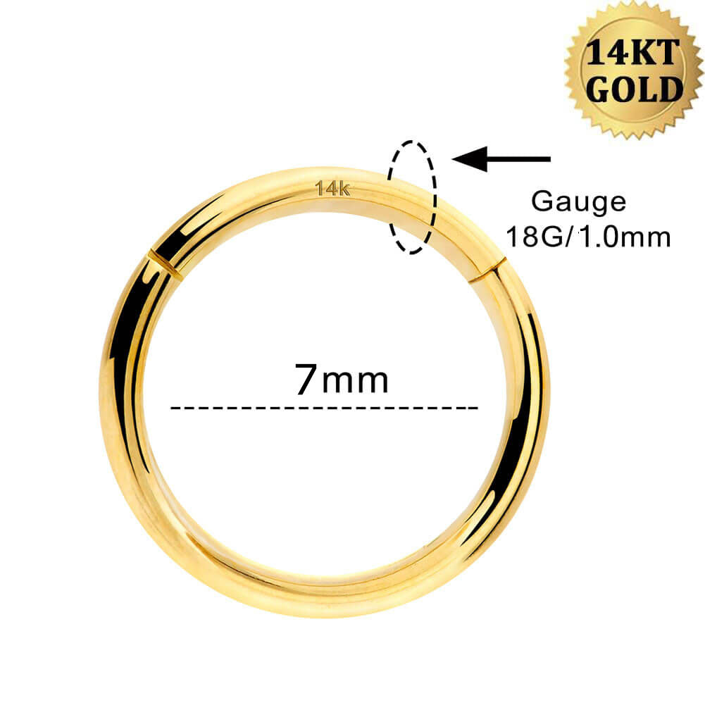 14K Oro 18G Nariz Anillo Cartílago Aro Pendiente Helix