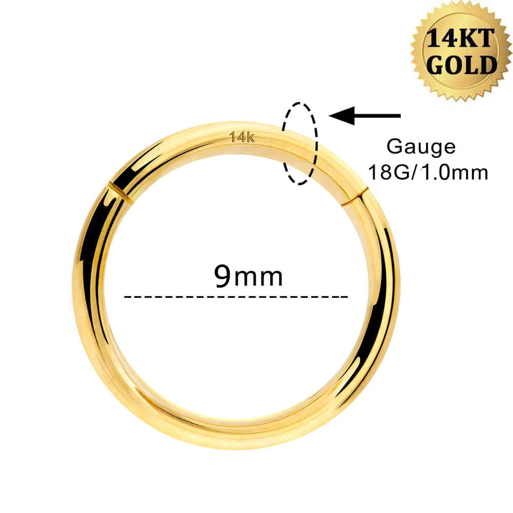 14K Oro 18G Nariz Anillo Cartílago Aro Pendiente Helix