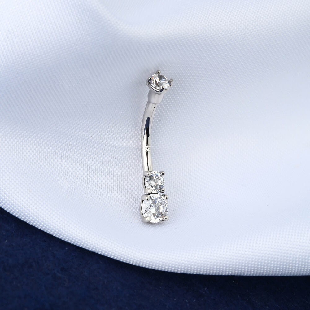 white gold naval ring  - OUFER BODY JEWELRY