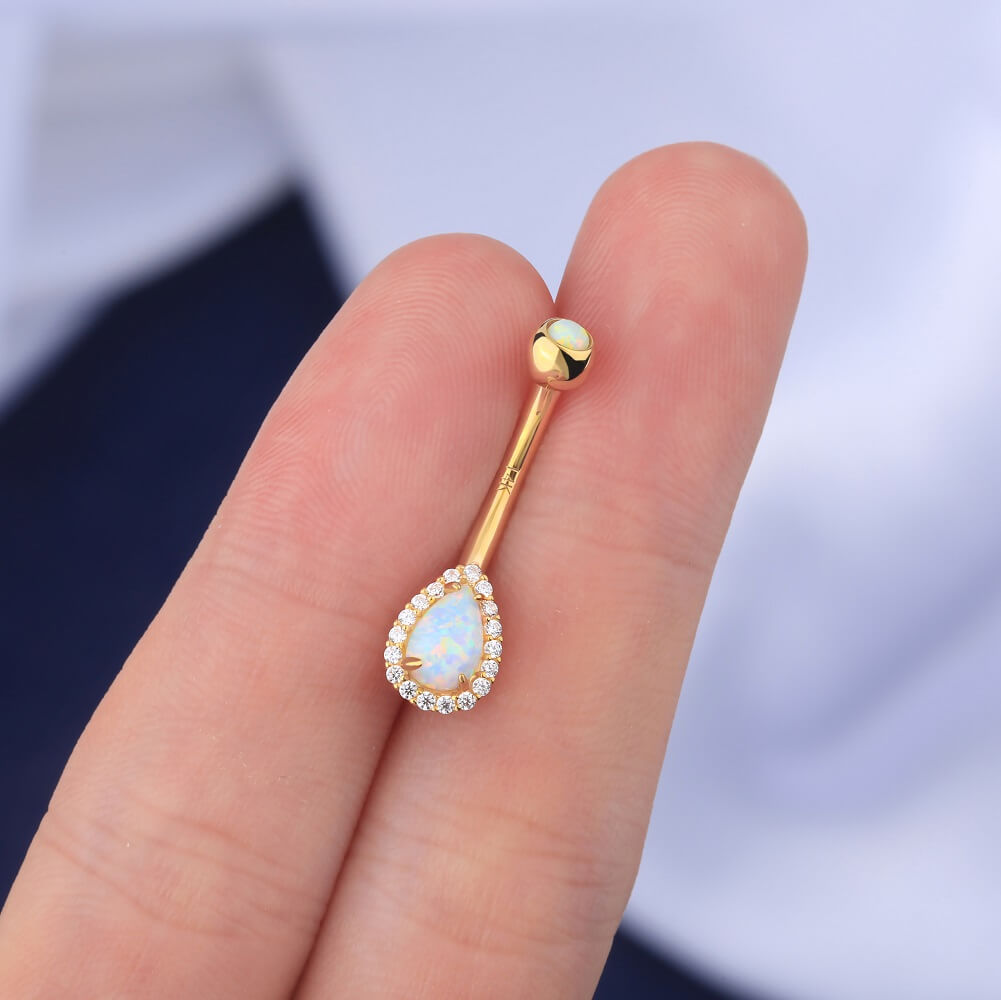 opal belly ring - OUFER BODY JEWELRY