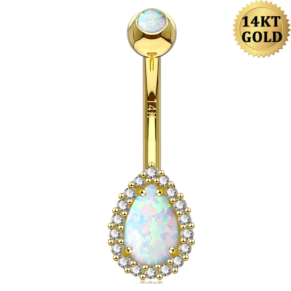 opal belly button ring - OUFER BODY JEWELRY