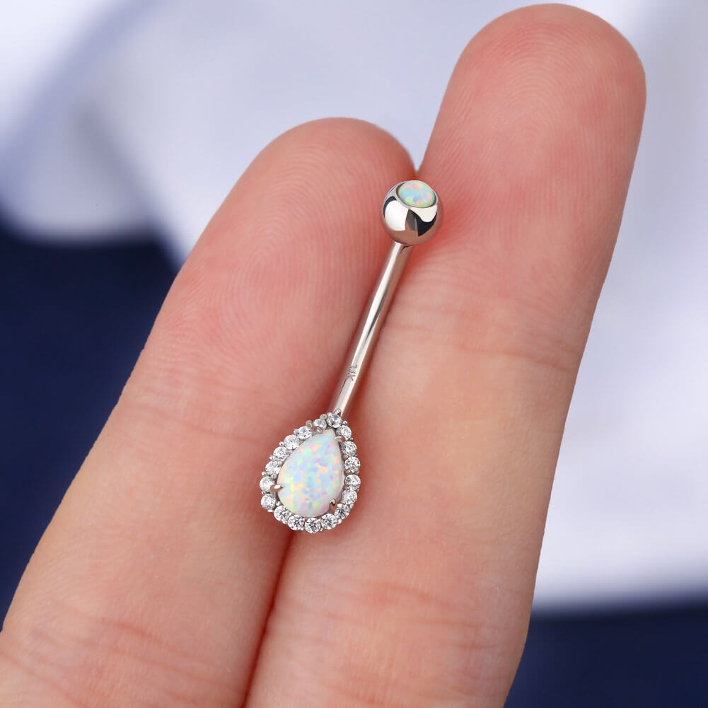 opal belly ring  - OUFER BODY JEWELRY