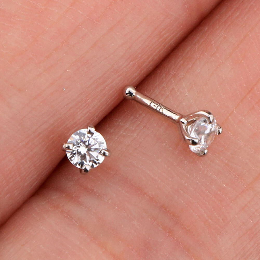 14k white gold nose stud