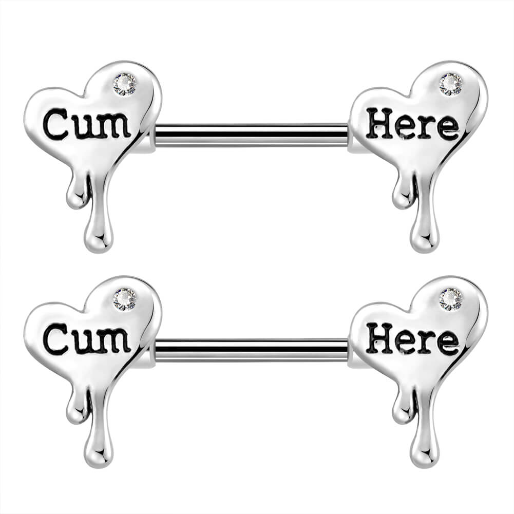 cum here letter nipple ring