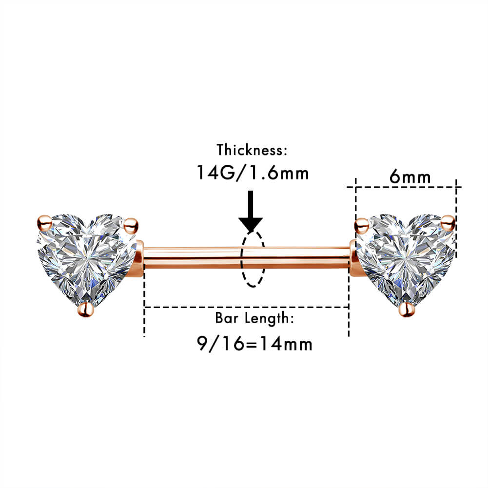 14g heart nipple ring