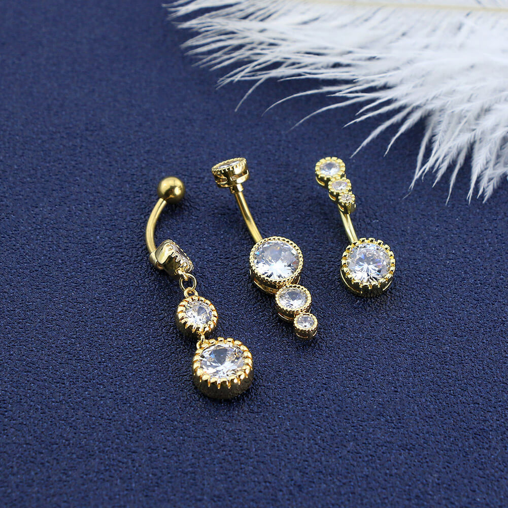 gold dangle belly button rings - OUFER BODY JEWELRY 