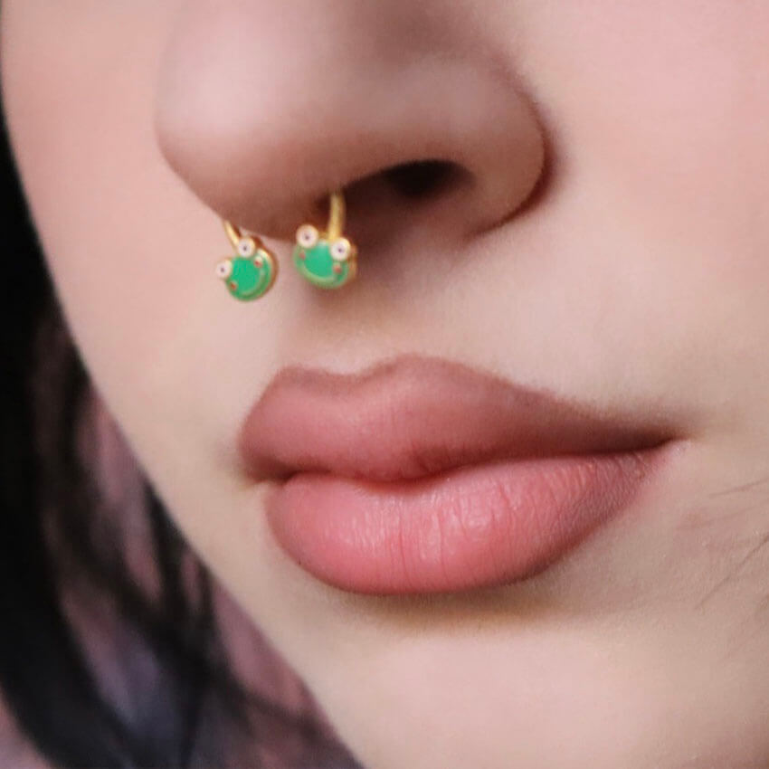 gold frog septum ring