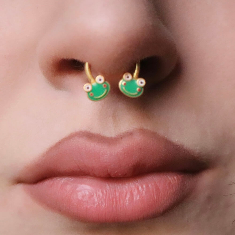 gold frog septum ring