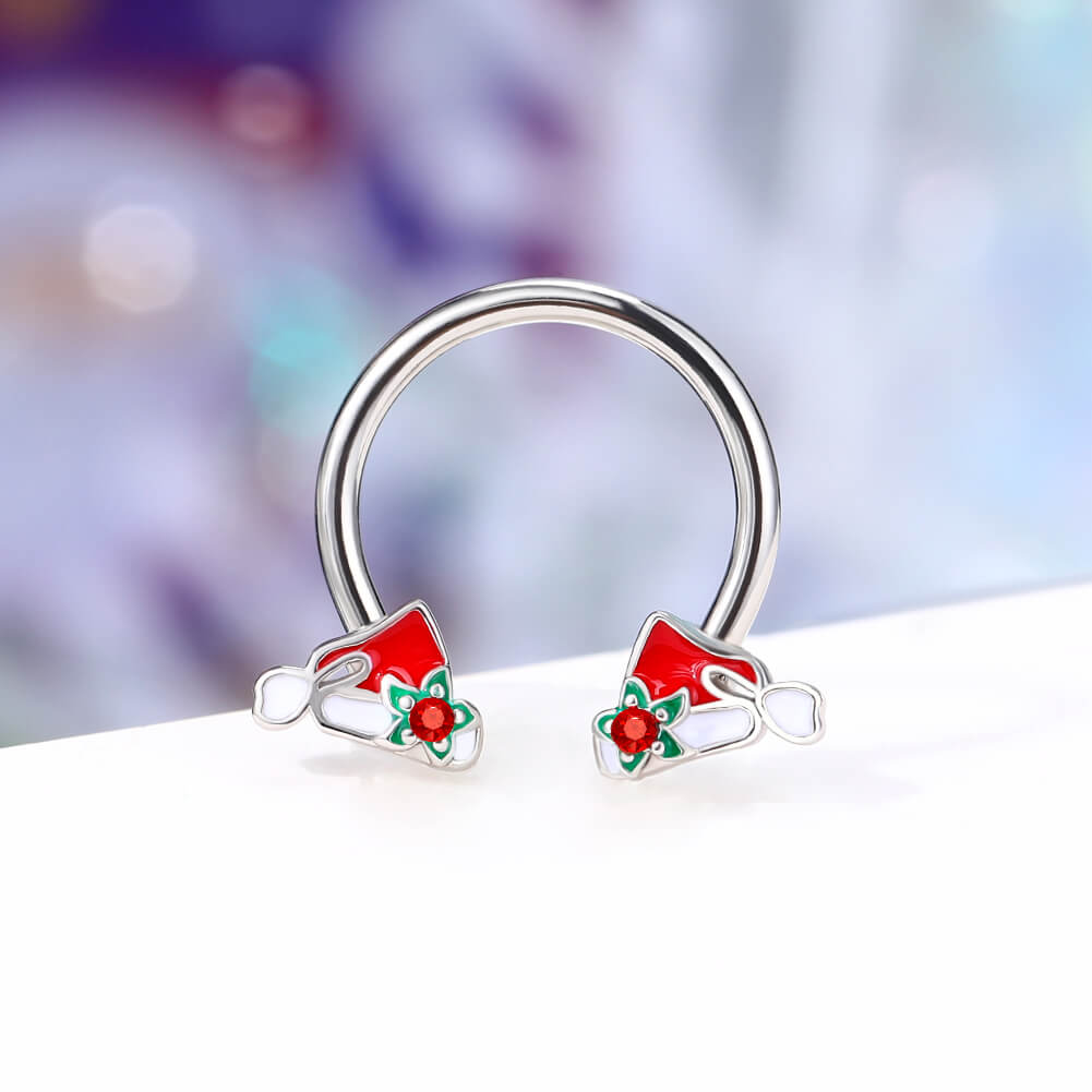 Christmas hat 16g septum horseshoe