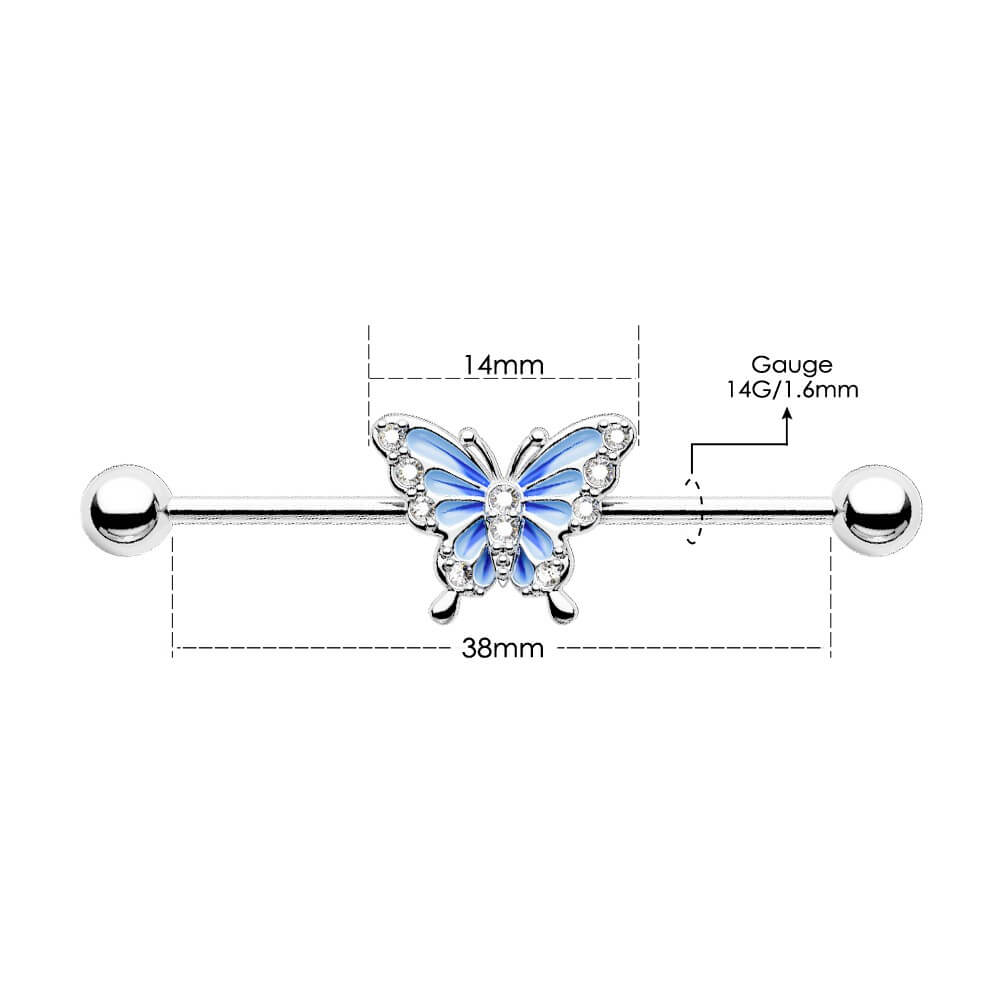 14g industrial piercing jewelry butterfly