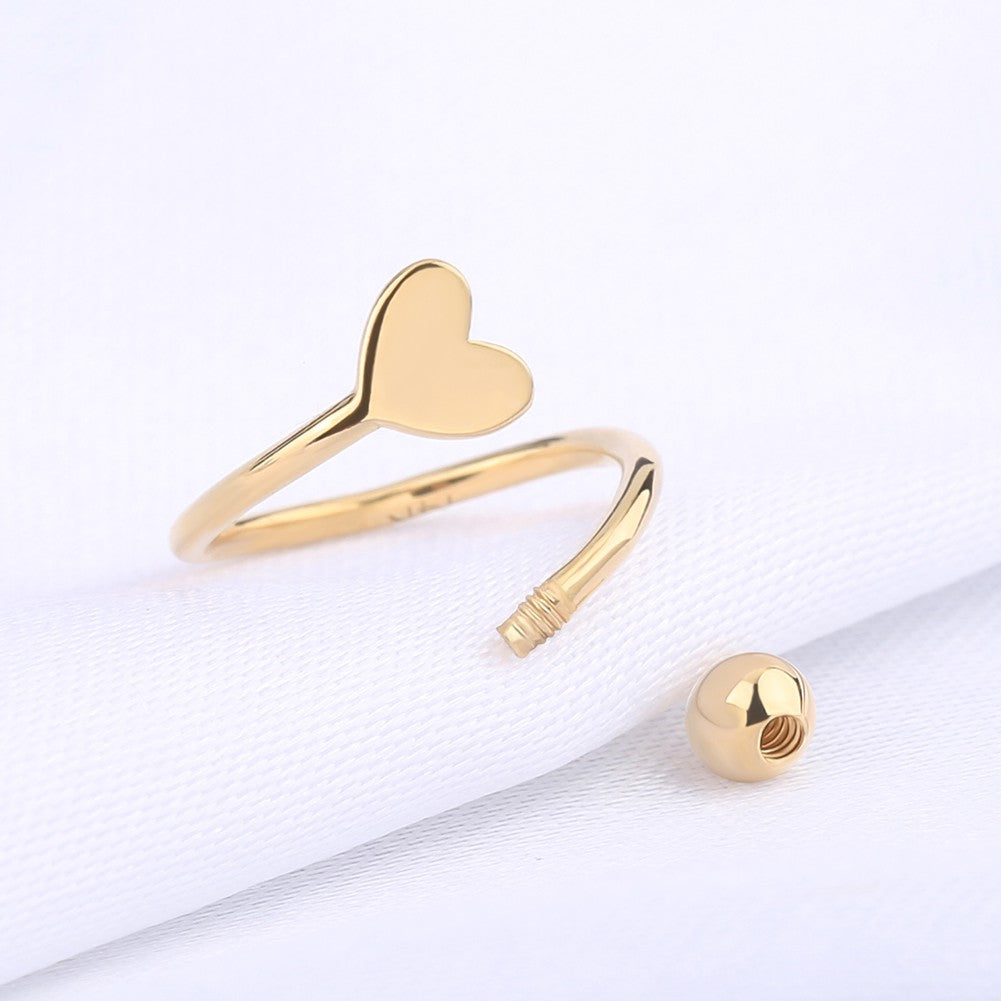 14K Gold 18G Heart S-shaped Twisted Cartilage Earring