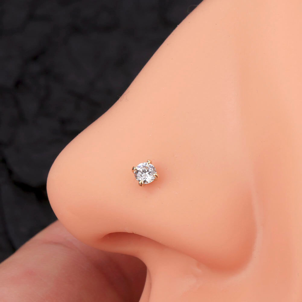 gold diamond nose stud