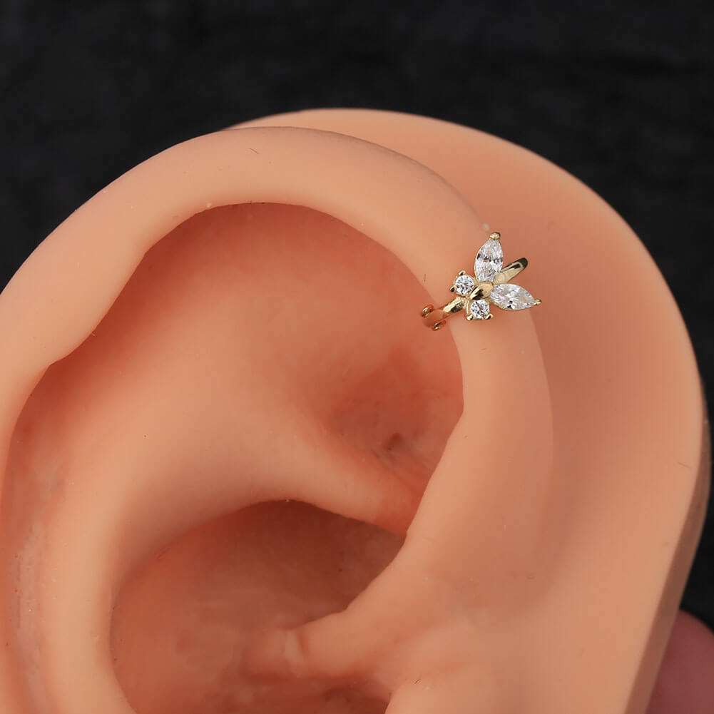 14K 20G Tragus Rook Piercing aro mariposa Tragus Pendiente