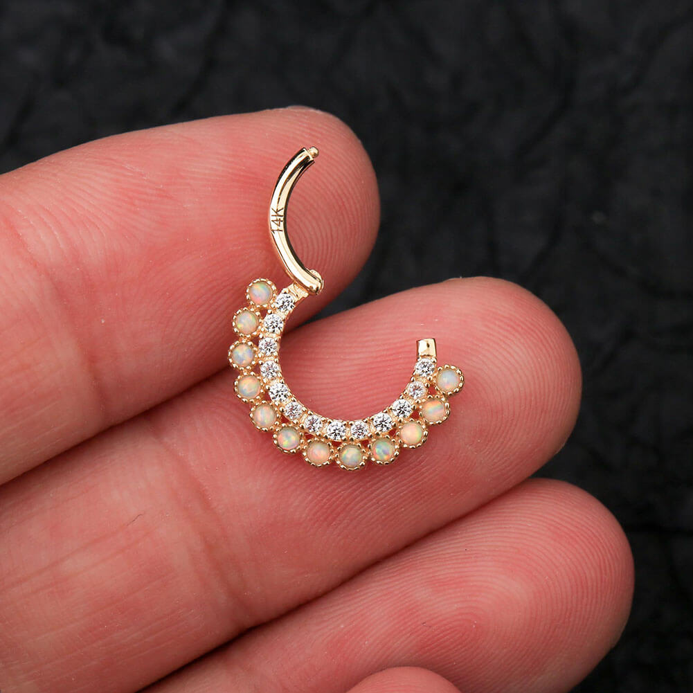 opal gold daith clicker hoop