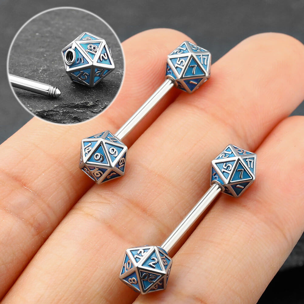 blue dice nipple rings