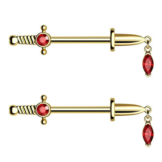 sword nipple rings oufer body jewelry