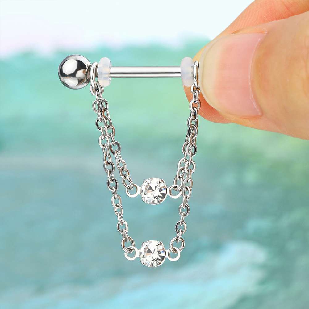 double nipple piercing chain