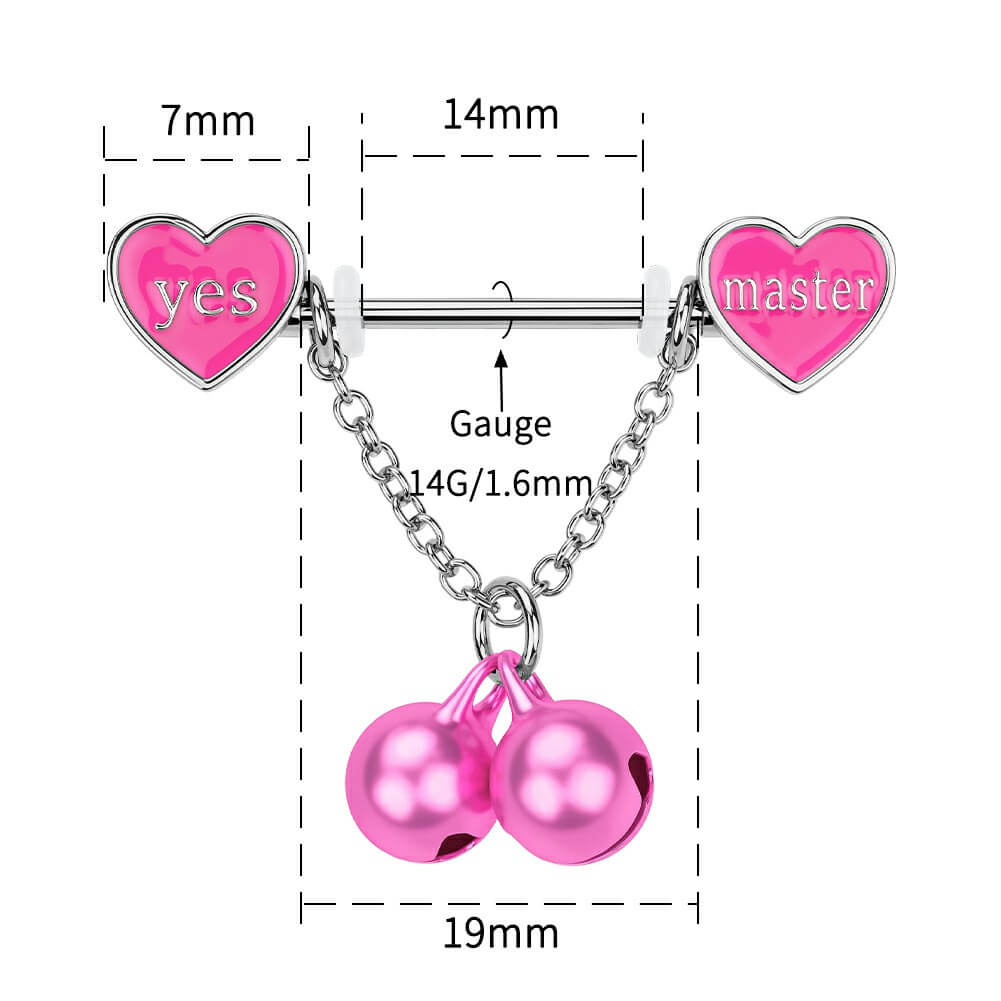 14g dangle pink nipple ring