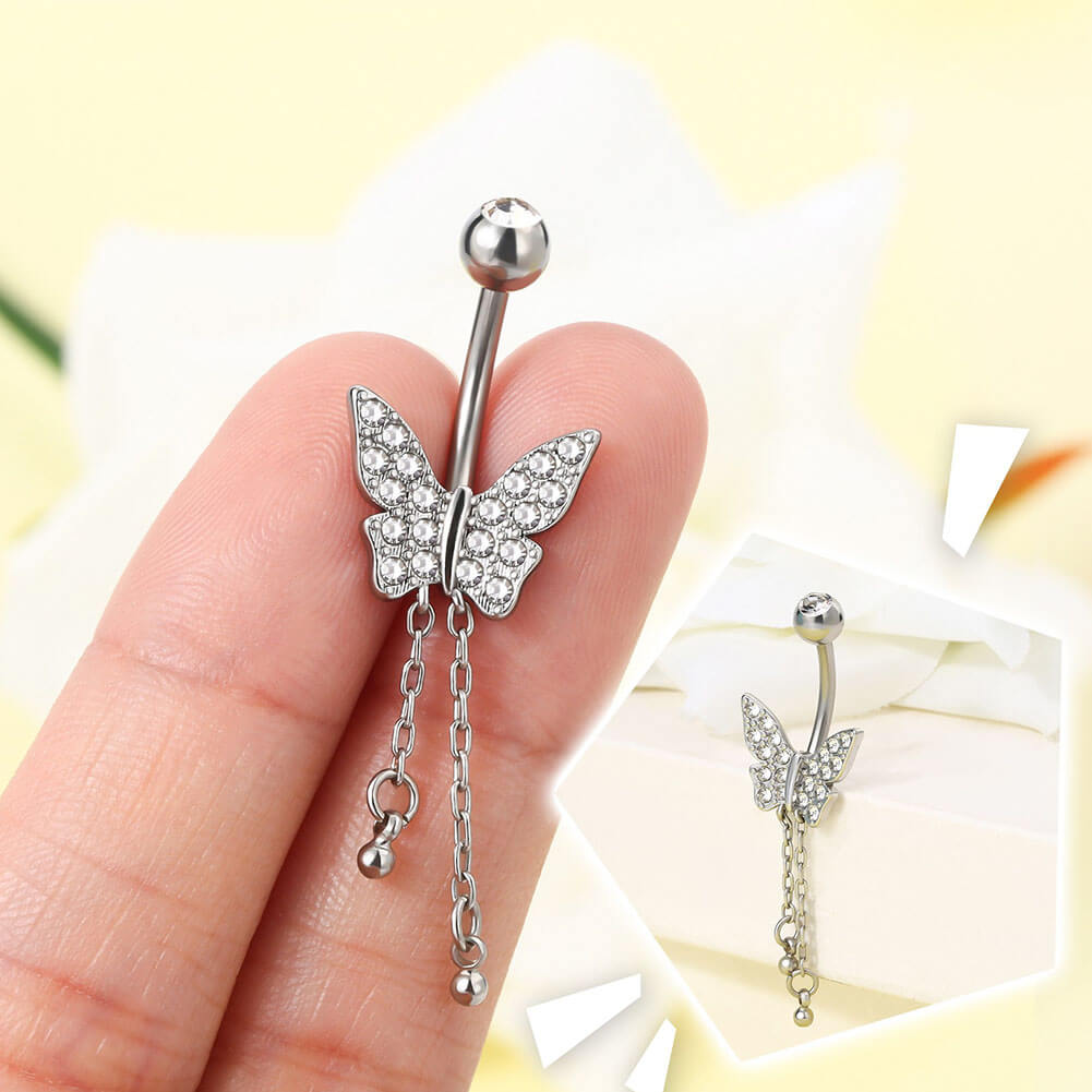 butterfly dangle belly ring