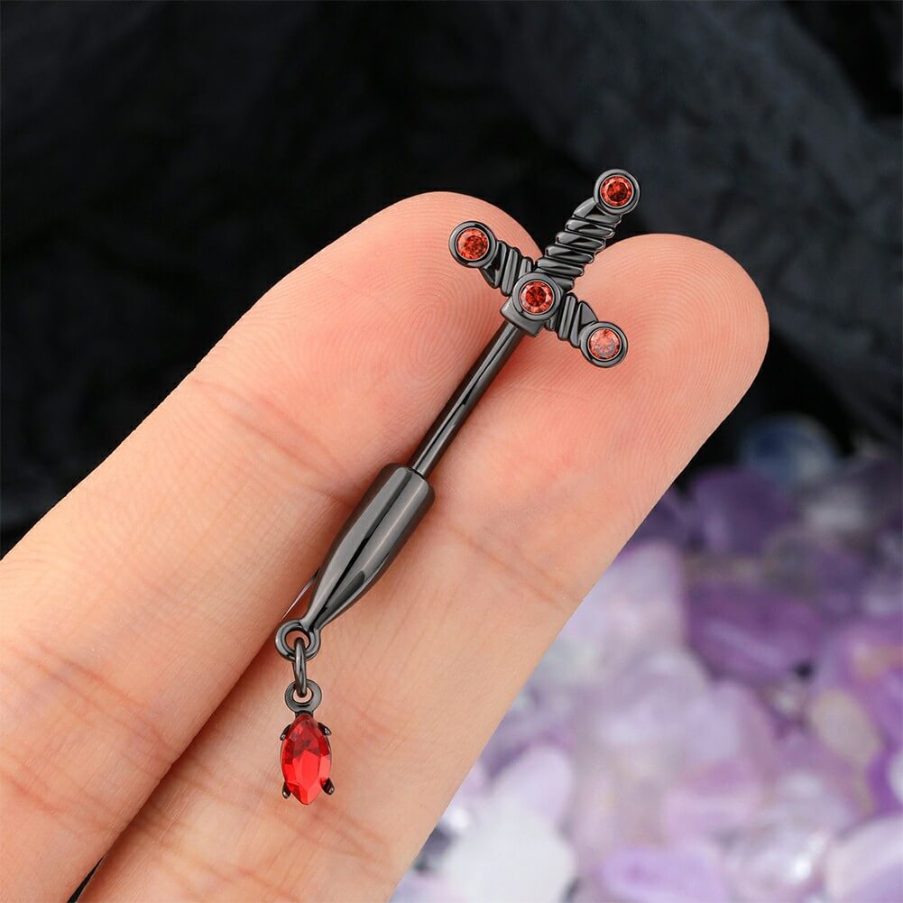 sword dagger belly button ring