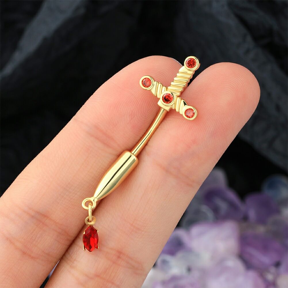  sword dagger belly button ring