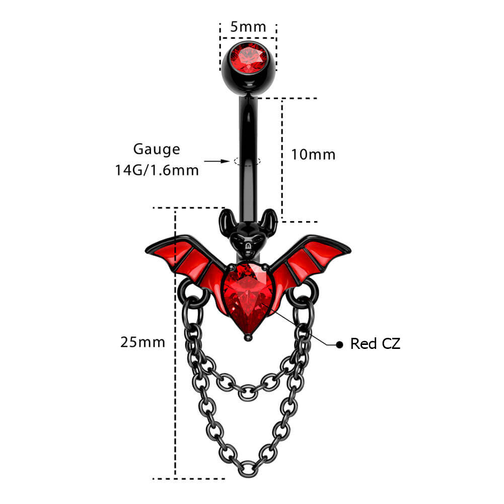 14g bat belly button ring