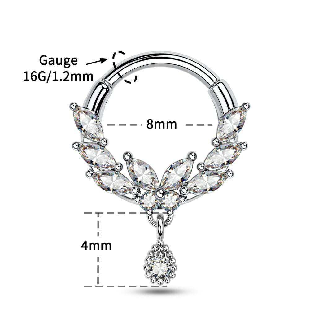 16G Butterfly CZ Dangle Septum Ring Helix Earrings