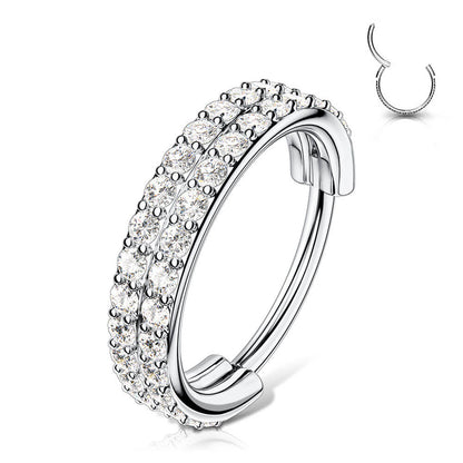 16G Doppel ringe Kristall klappbares Segment Clicker Hoop