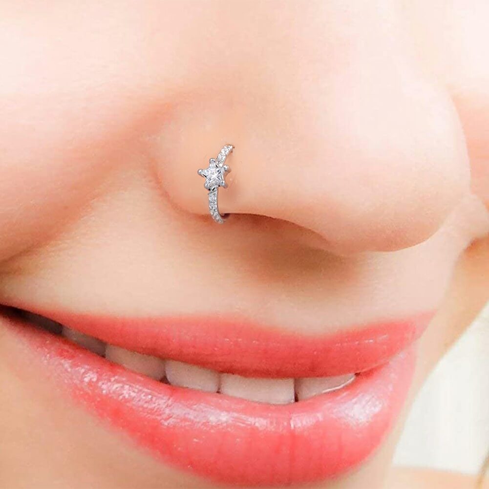 20G Star CZ Nose Hoop Ring Helix Earring