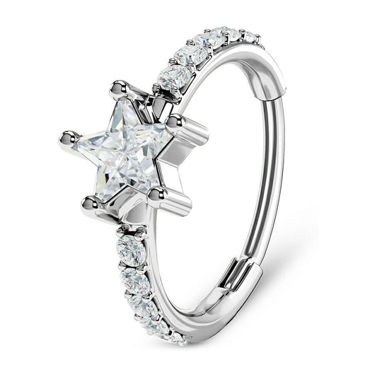 20G Star CZ Nose Hoop Ring Helix Earring