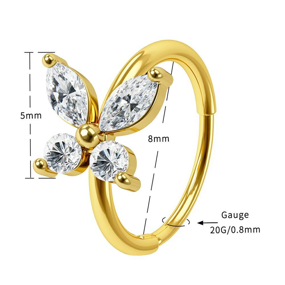 20G Butterfly CZ Nose Hoop Ring Helix Earring