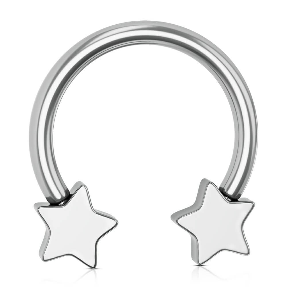 16G/14G Titanium Star Shaped Horseshoe Ring