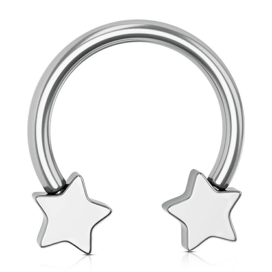 16G/14G Titanium Star Shaped Horseshoe Ring