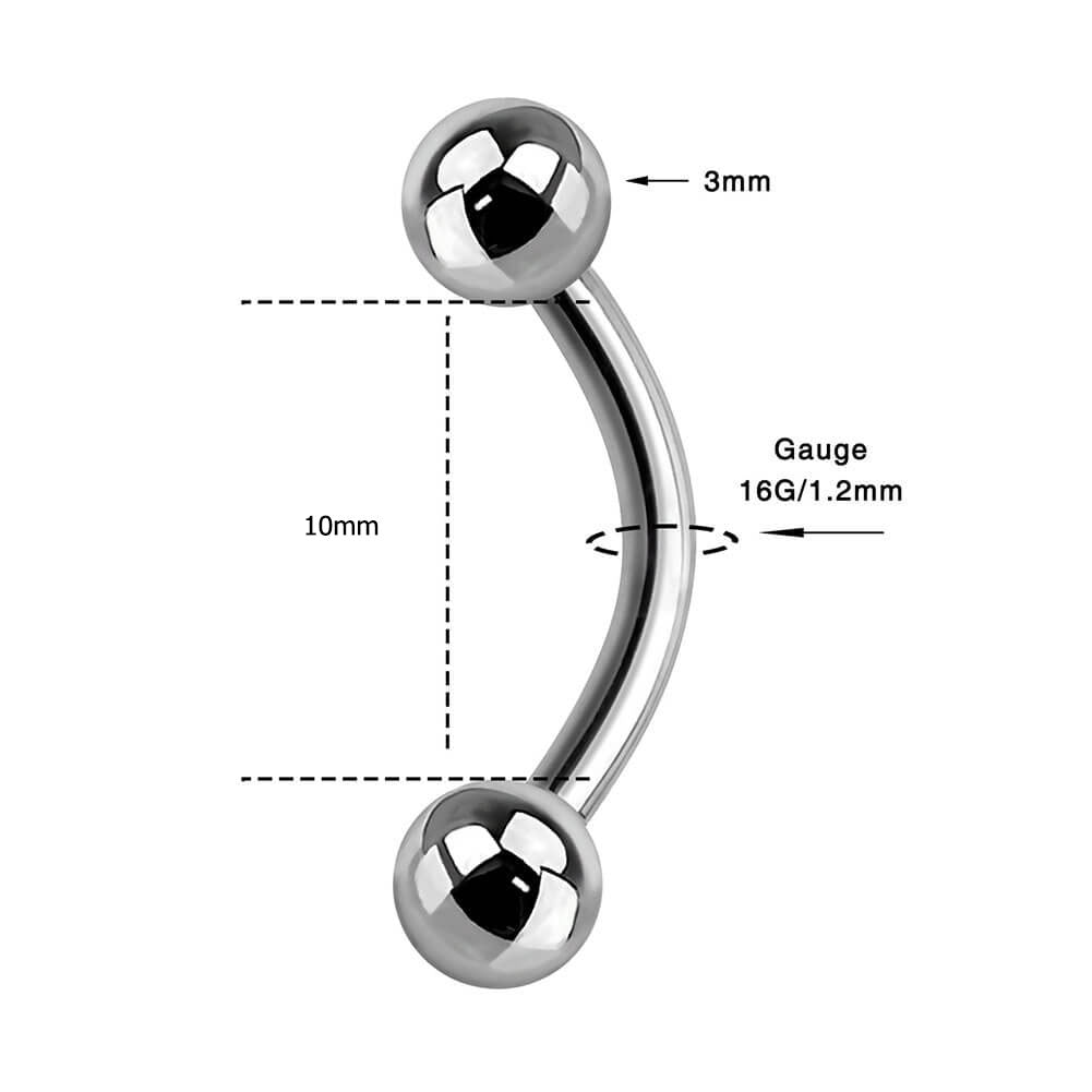 Barra curvada Titanium internamente roscada de 16G 2PCS