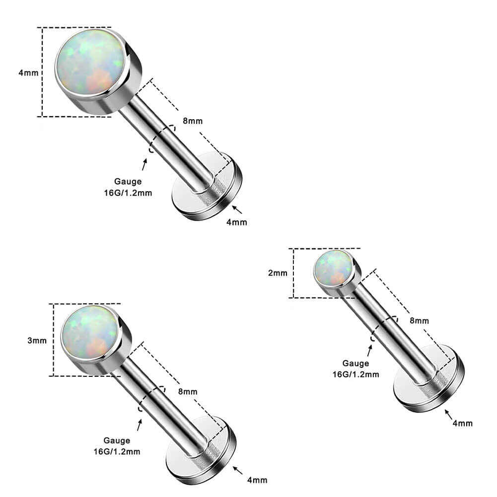 16G Round Opal CZ Titanium Triple Forward Helix Jewelry