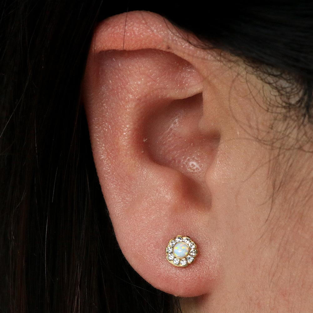 opal flat back stud