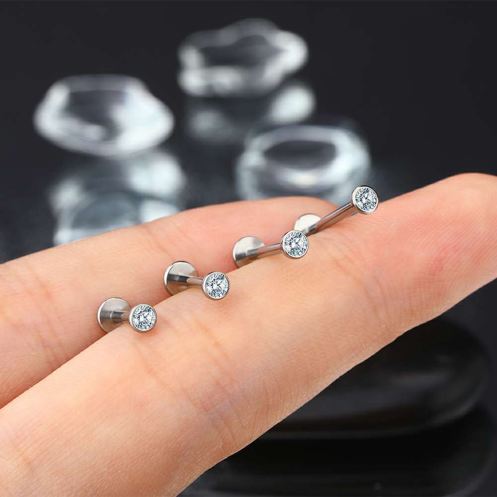 titanium flat back labret nose stud