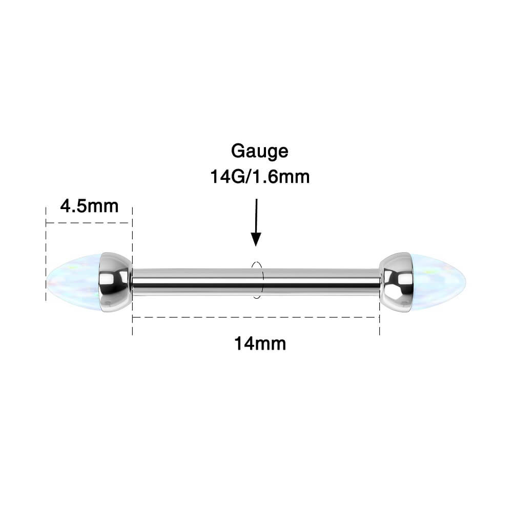 14g internally threaded nipple barbell