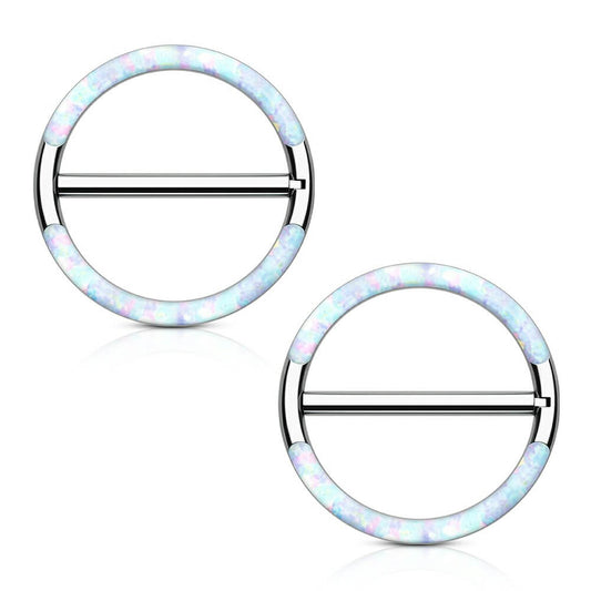 oufer opal nipple rings