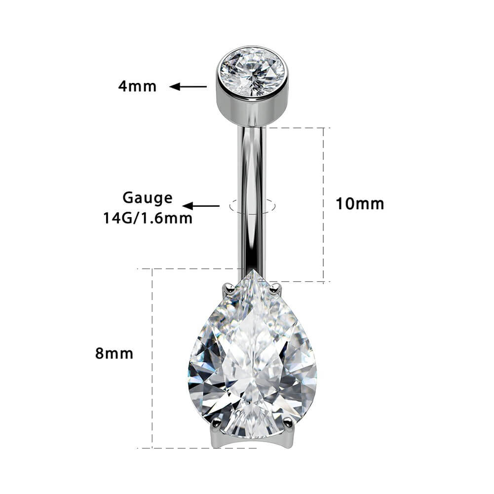 14g internally threaded belly button ring