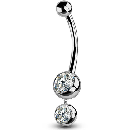 dangle double belly button piercing